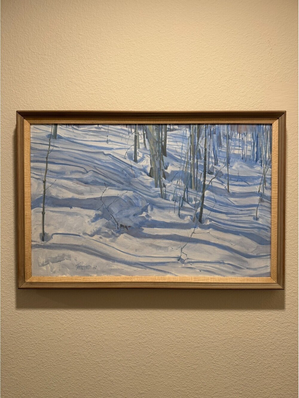 Townsend 1982 Oil Painting Winter Forest Snow Landscape Signed Canvas - Very Goo